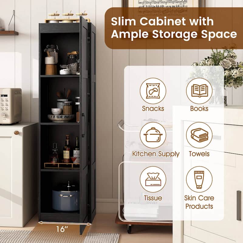 Costway 4-Tier Storage Cabinet with Door Freestanding Bathroom Cabinet - See Details