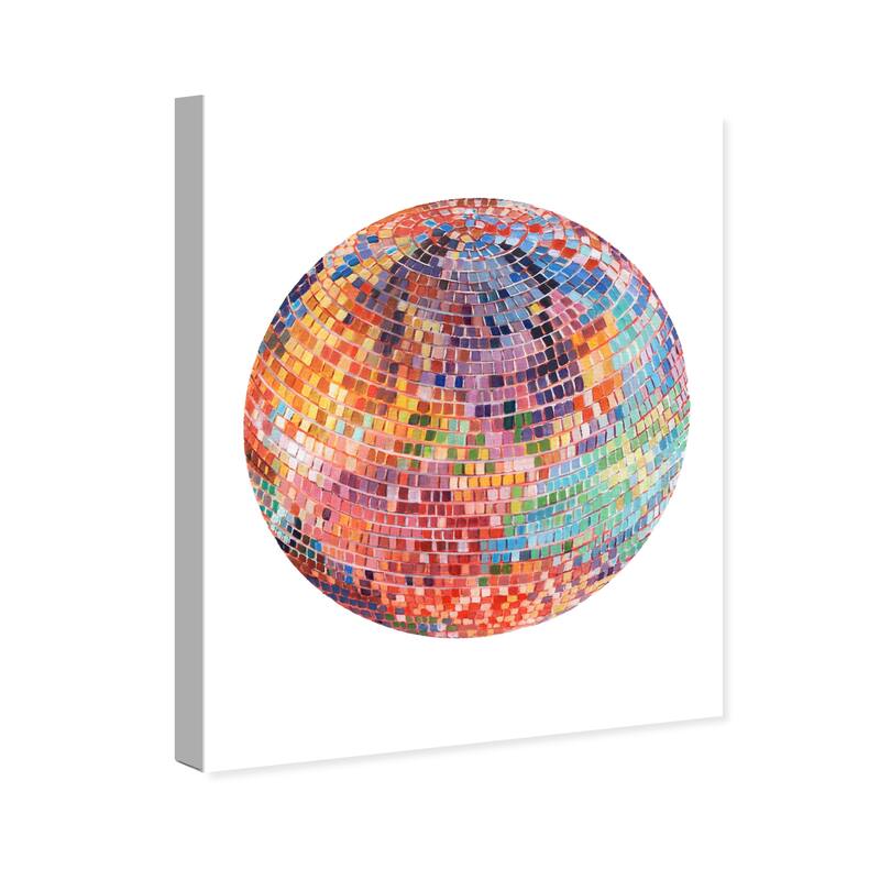 Wynwood Studio Entertainment and Hobbies Disco ball I Red and Turquoise Glam Wall Art Canvas Print