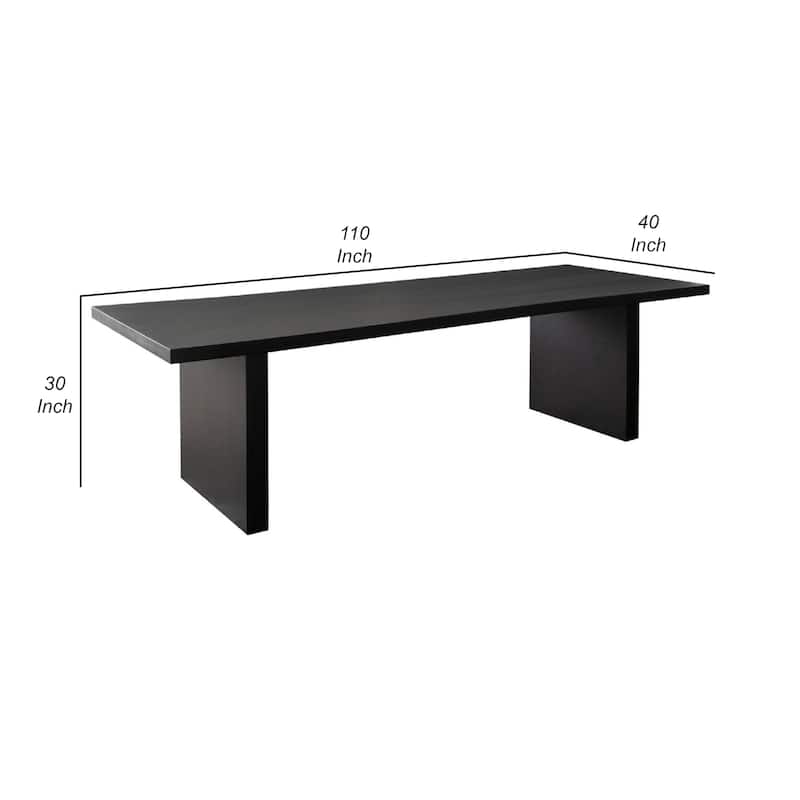 Somy Dining Table, Wide Panel Legs, Classic Black Mango Wood, 80 Inch
