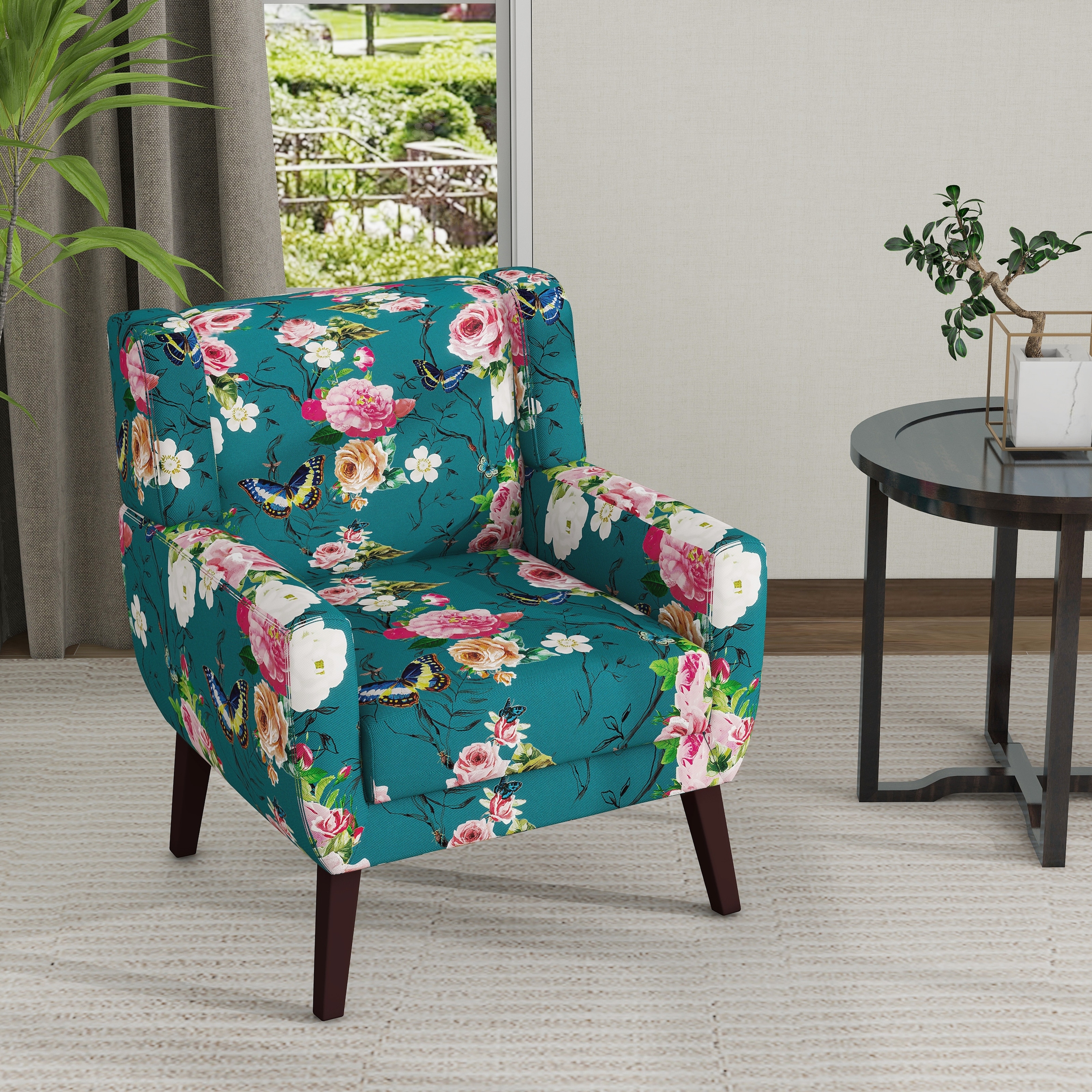 Modern Cotton Linen Upholstered Accent Chair for Living Room-image
