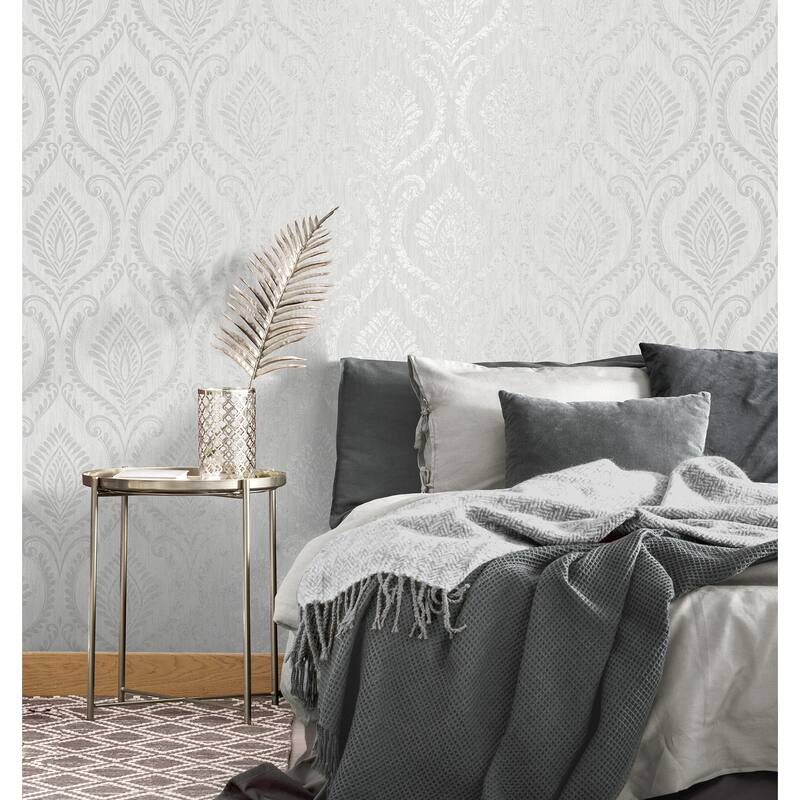 Fine Decor Estelle Grey Damask Wallpaper