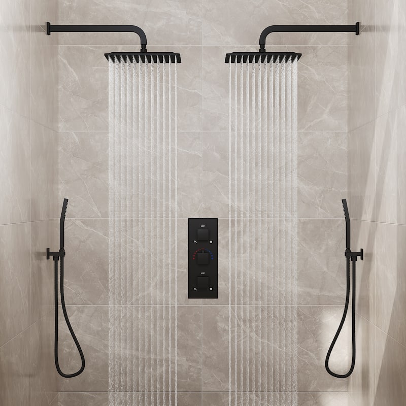 EVERSTEIN Dual Shower System 12" Rain Shower Head with High Pressure Handheld Sprays