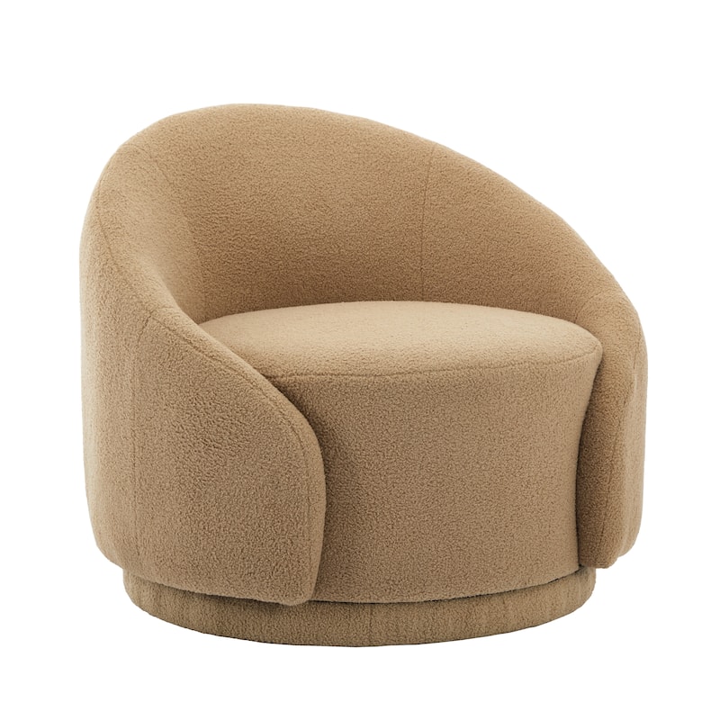 Boucle Barrel Chair Upholstered 360°Swivel Armchair Set of 2