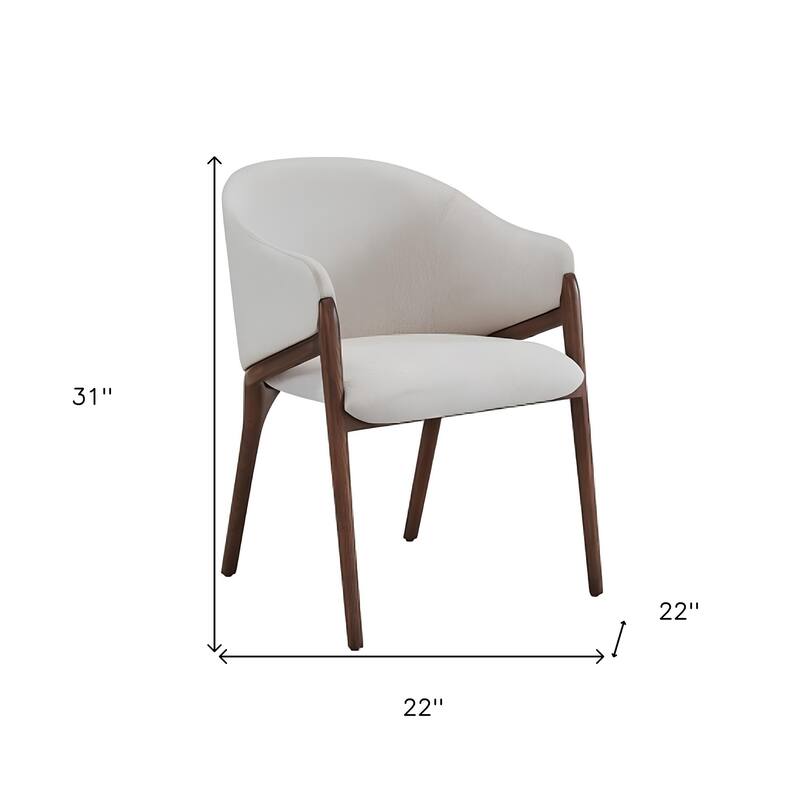Cream Fabric Wing Back Solid Wood Armchair with Brown Legs for Dining Room - 22" x 22" x 31” (D x W x H)