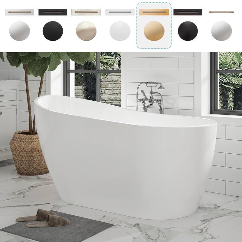 Vanity Art 54" X 28" White Acrylic Freestanding Bathtub