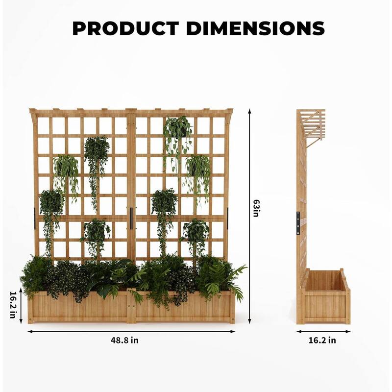 Outdoor Dual Planter Box with Trellis for Climbing Plants - 1 PC