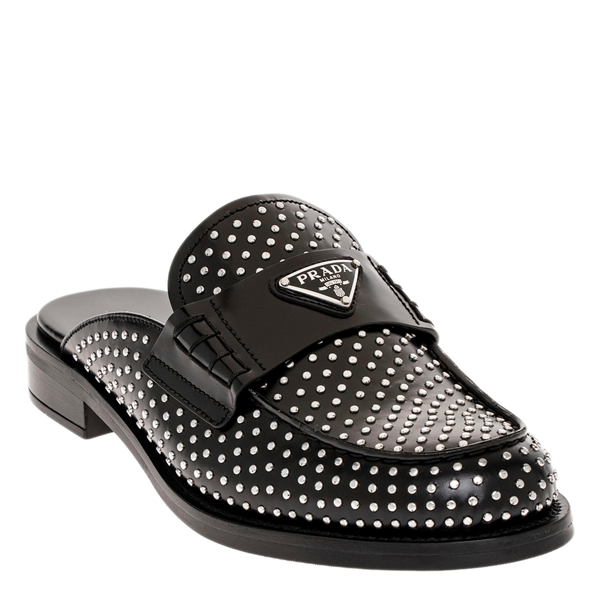 Prada Brushed Leather Mules - Overstock - 43442239