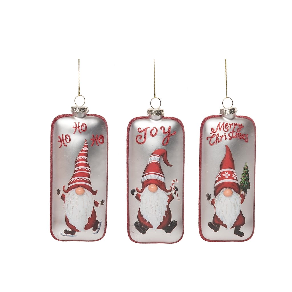 Transpac Glass 6.25 in. Multicolored Christmas Merry Gnome Ornament Set of 3