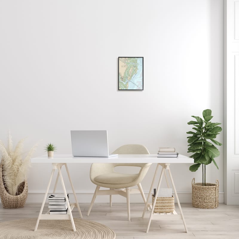 Stupell Traditional St. Simons Island Nautical Map Blue Green Framed Wall Art