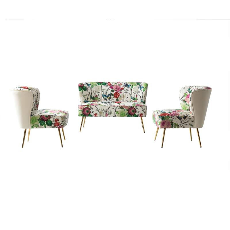 3 Piece Living Room Set with Channel Tufted Back by HULALA HOME