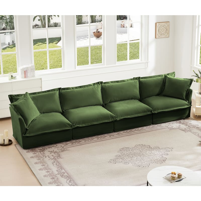 4-Seater Chenille Sofa with Removable Cover for Living Room