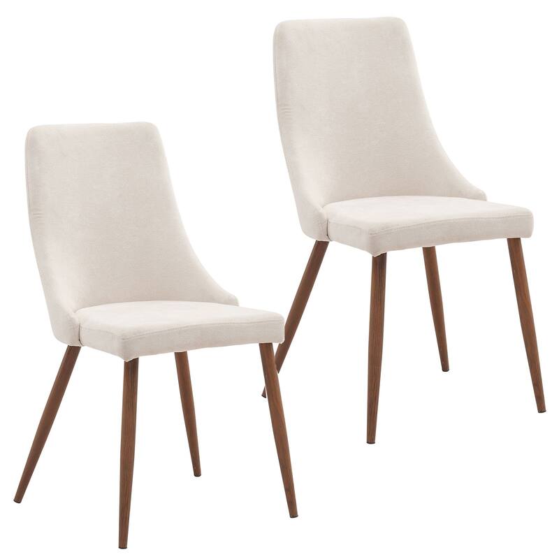 Set of 2 Beige and Brown Contemporary Side Chairs 35.75"