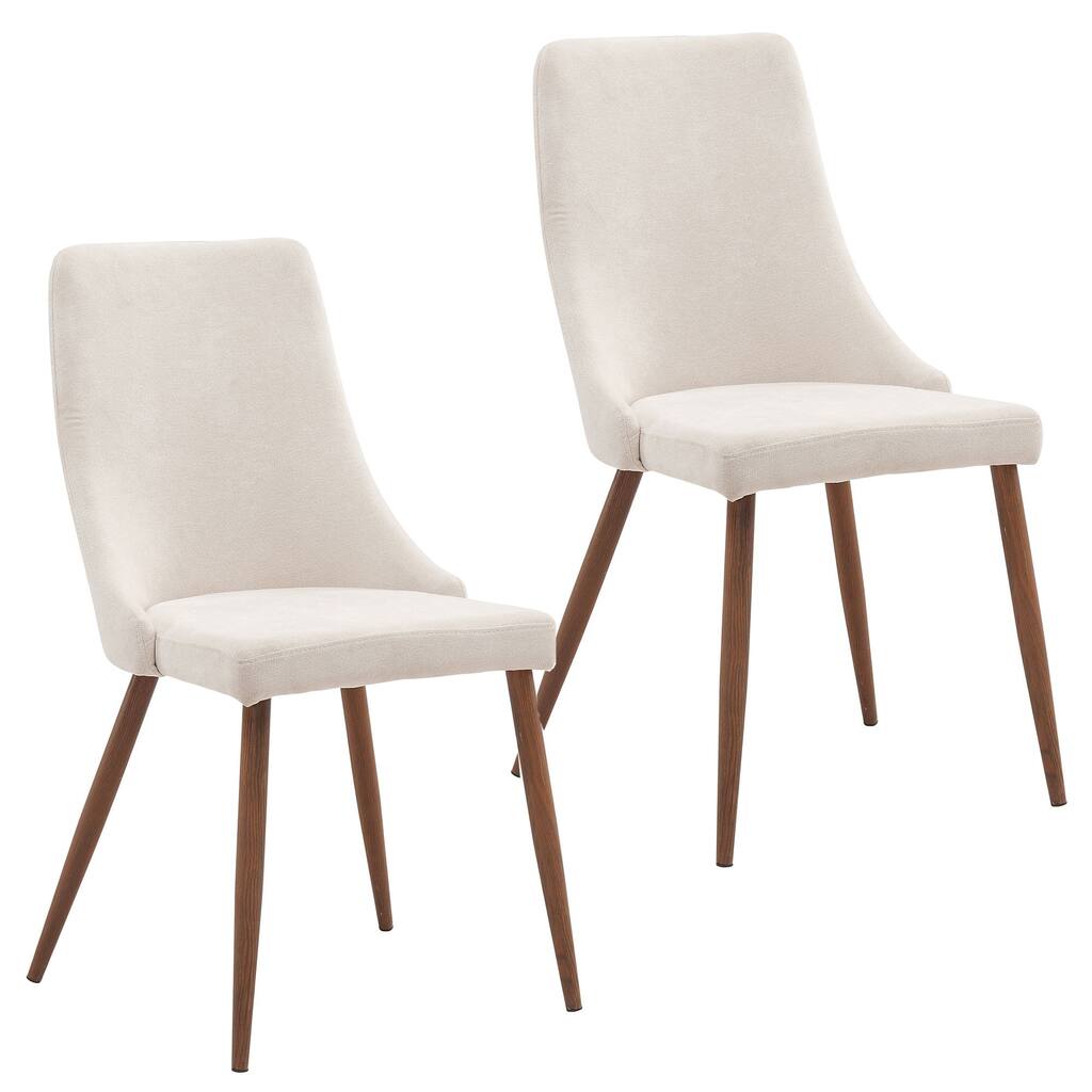 Set of 2 Beige and Brown Contemporary Side Chairs 35.75"