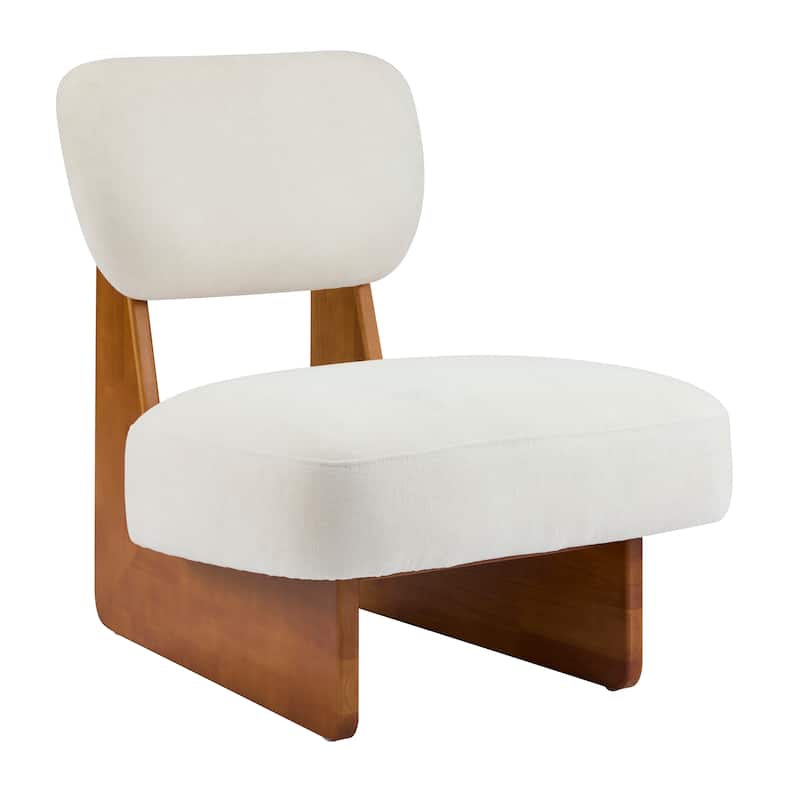 [Set of 2]Beige Lounge Chair with Polyester Upholstery,Wood Base With Natural Finish, Minimalist and Stylish Accent Seating