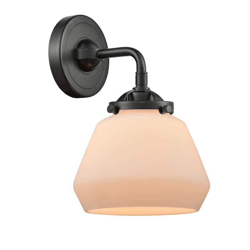 Innovations Lighting Fulton Single Light 9" Tall Bathroom Sconce - Oil Rubbed Bronze / Matte White Cased