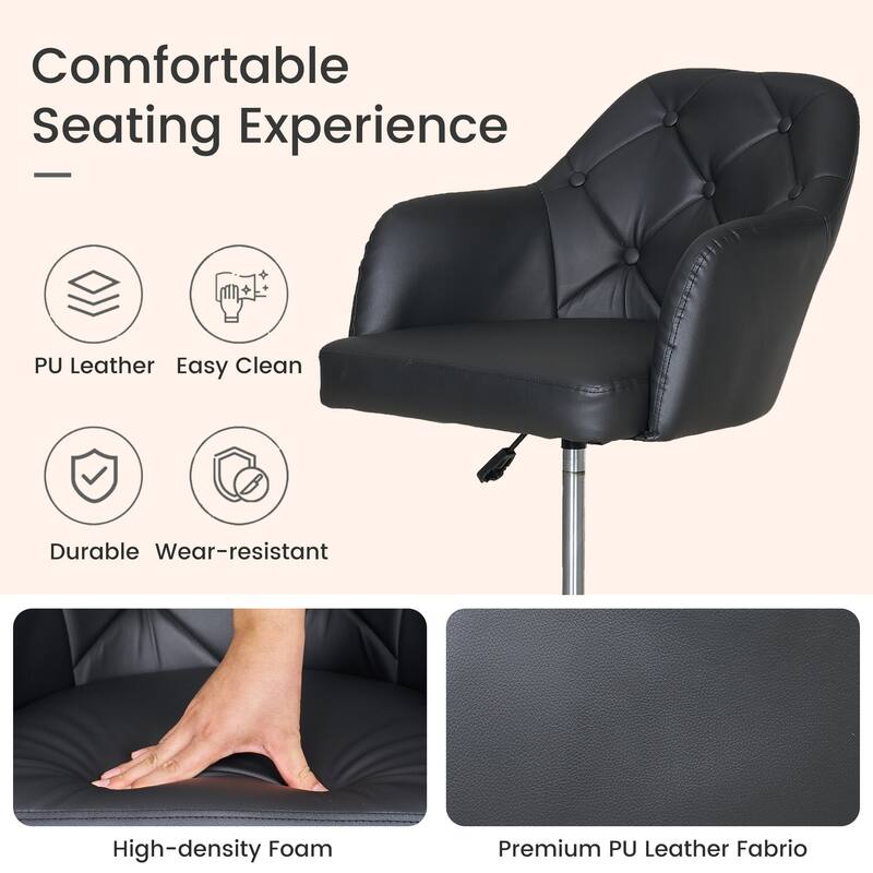 VECELO Swivel Wingback Tilting Drafting Chairs 32.28"-40.16" Adjustable Height Diamond Tufted Back Naihead Home Office Chairs