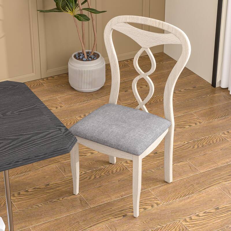 Javlergo Modern Solid Wood Dining Chairs, Vintage Chairs with Round Backrest