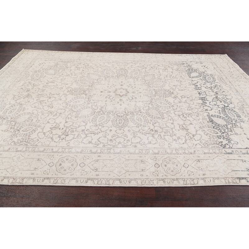CLEARANCE Distressed Muted Tabriz Persian Wool Area Rug Handmade - 6'9" x 9'10"