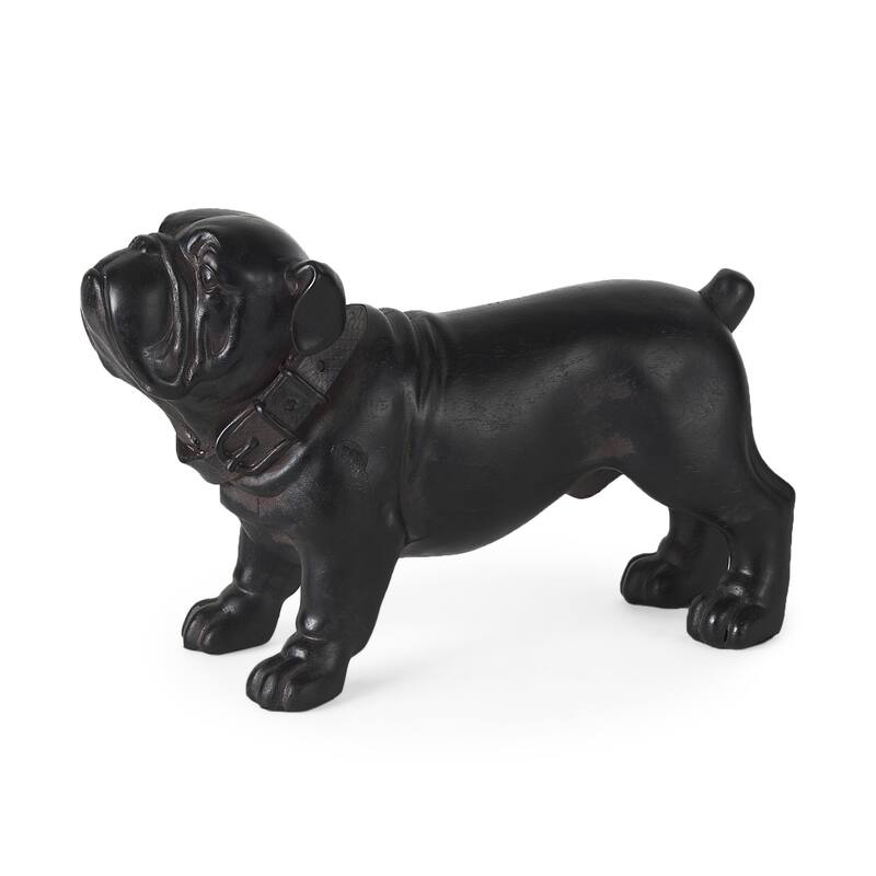Black Resin Bulldog Sculpture - 13"W x 5"D x 8"H - 13"W x 5"D x 8"H - Black