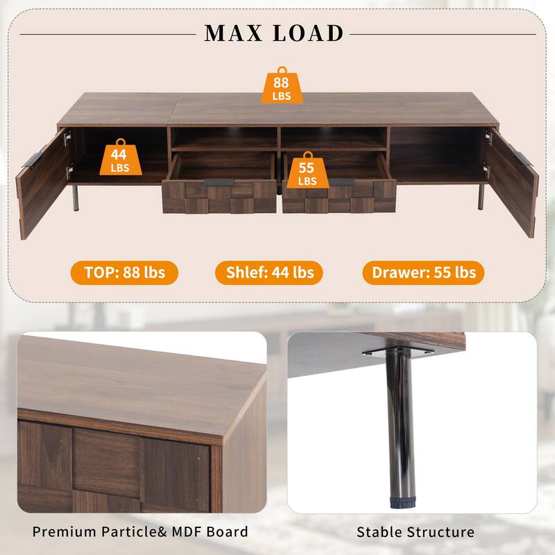 Mid Century Entertainment Center TV Stand with 2 Drawers, Media Console Table for TVs up to 85"