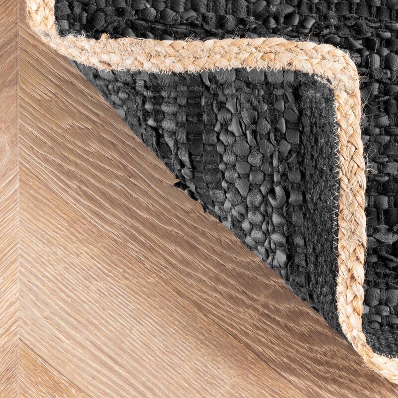 Nuloom Sabby Hand Woven Leather Flatweave Area Rug