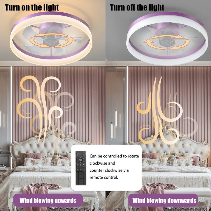 Ceiling Fans with Lights Dimmable LED Embedded installation of thin modern ceiling fans
