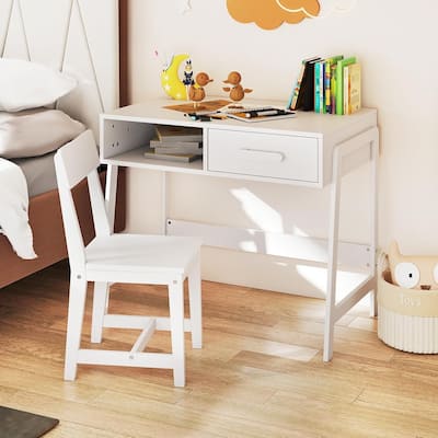 Kids Desk＆Chair Set Writing Table Computer Workstation Kids Study Desk