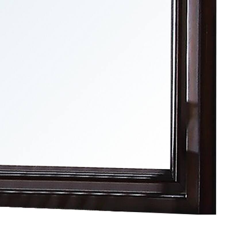 Wooden Mirror with Raised Frame and Molded Details, Brown