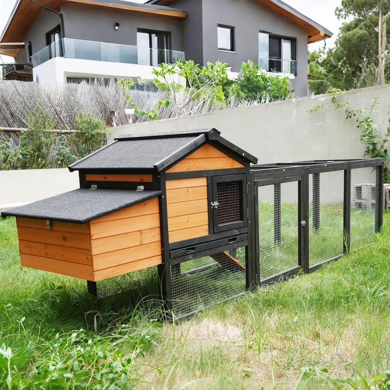 Wooden Chicken Coop, Large Outdoor Hen House with Nesting Box Poultry Cage