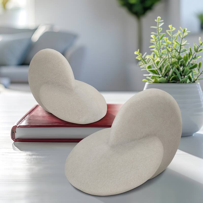 Sagebrook Home 8/11" Ulises Abstract Object, White, 8"H, Set Of 2 - 11" x 8" x 8" - White - 11" x 8" x 8"