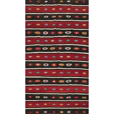 Hand Woven Oriental 100% Wool Carpet Southwestern Tribal Red Kilim Area Rug - 10' 6'' X 5' 10''