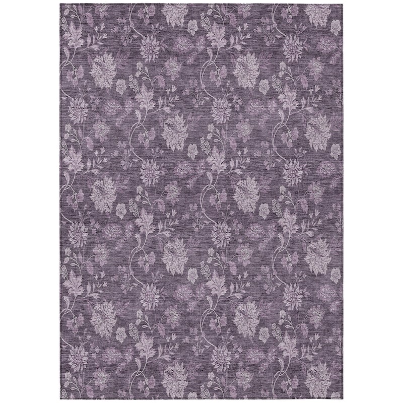 Machine Washable Indoor/ Outdoor Chantille Floral Farmhouse Rug