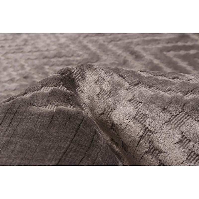 ECARPETGALLERY Hand Loomed Kashkuli Gabbeh Grey Viscose Rug - 5'6 x 8'4