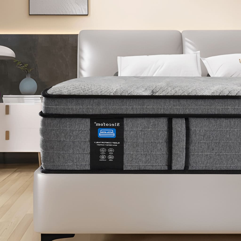 Luxury 14" Cooling-Gel Hybrid Mattress, Euro Top, CertiPUR-US Certified, Medium Firm for Back Pain, Motion Isolation, in a Box