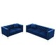 preview thumbnail 11 of 26, 2 Pcs Modern Velvet Living Room Set with Sofa & Loveseat, Jeweled Button Tufted Copper Nails Square Arms, 4 Pillows Included