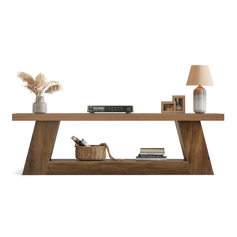 63" TV Stand for 55/60/65/75-Inch TVs, Rustic Media TV Console