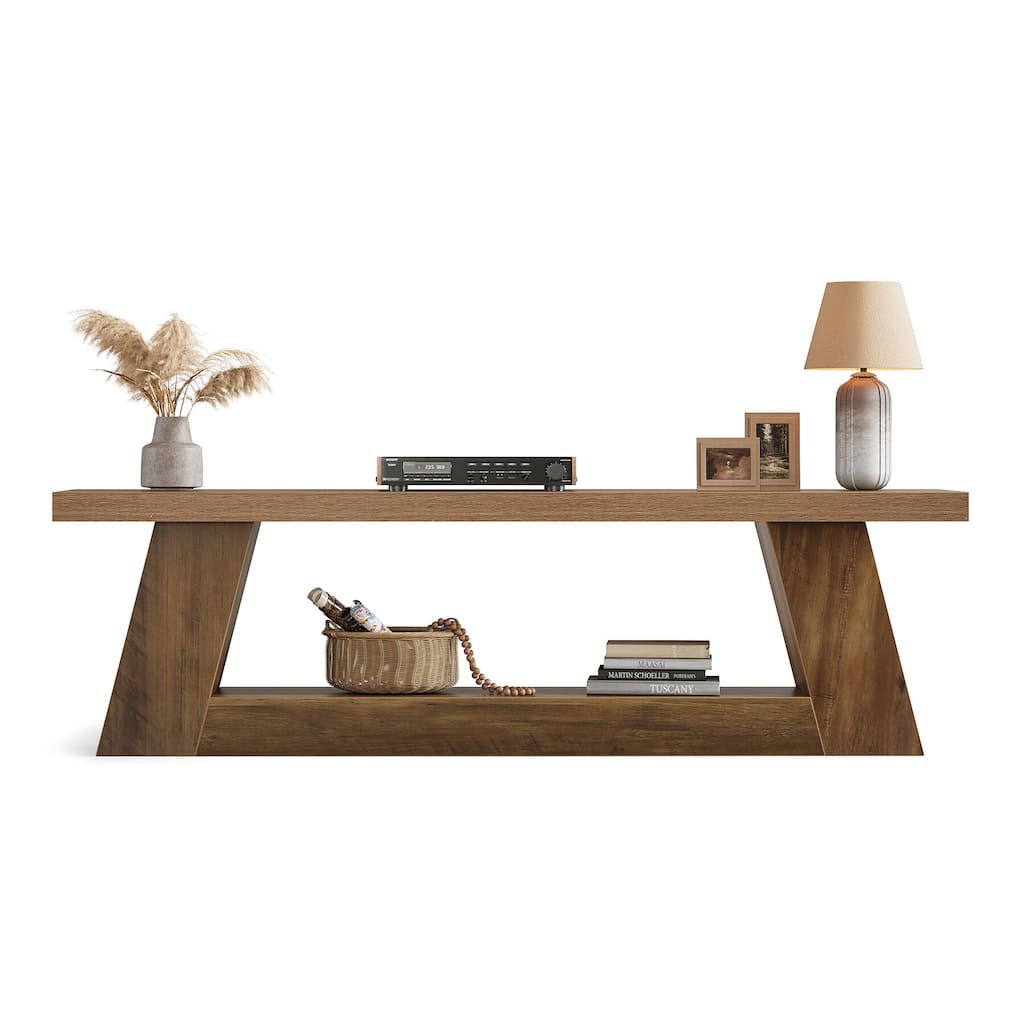 63" TV Stand for 55/60/65/75-Inch TVs, Rustic Media TV Console