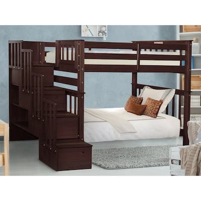 Taylor & Olive Trillium Tall Twin over Twin Stairway Bunk Bed, 4 Steps