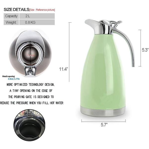 68 oz Stainless Steel Coffee Thermal Carafe,Double Walled Vacuum 12