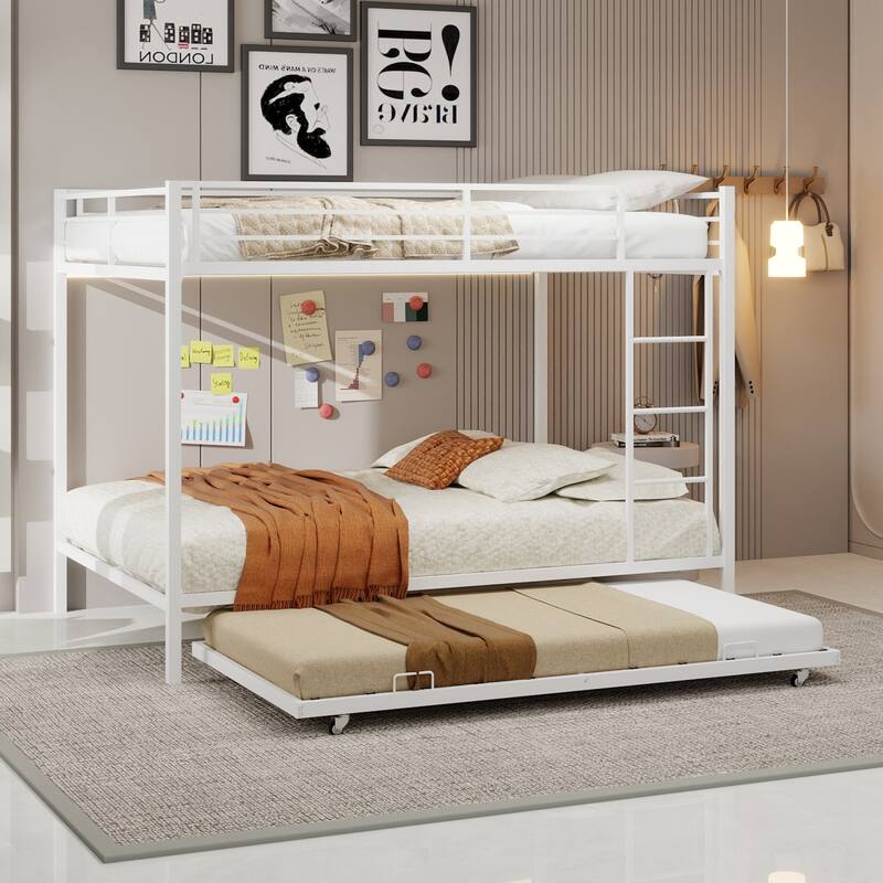Durable Square Tube Iron Bunk Bed Featuring Safety Rails