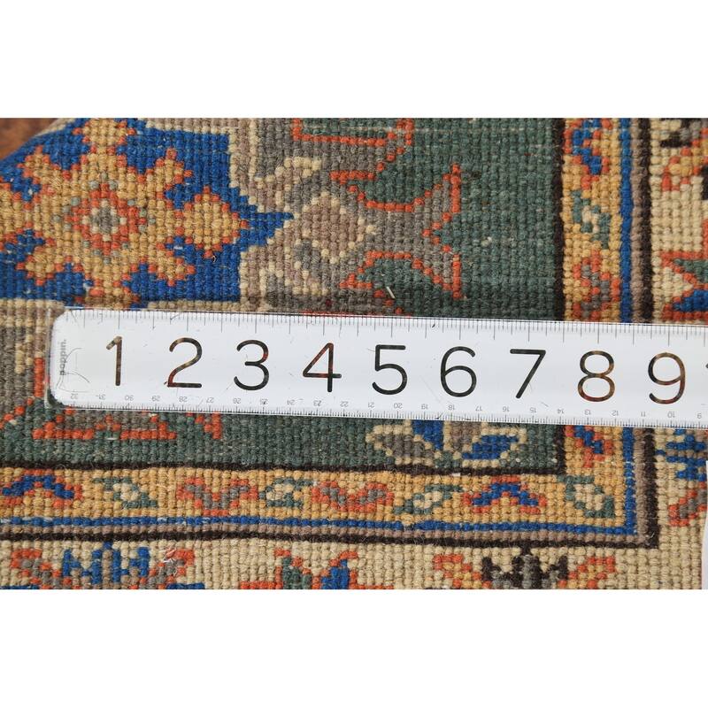 Geometric Kazak Accent Rug Hand-Knotted Wool Carpet - 2'1"x 2'10"