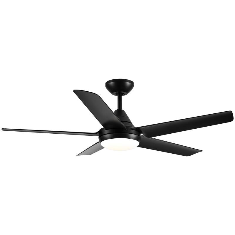 YUHAO 48 in. LED Indoor Matte Black Ceiling Fan with Integrated Light Kit and Remote Control - 48 Inches - Black