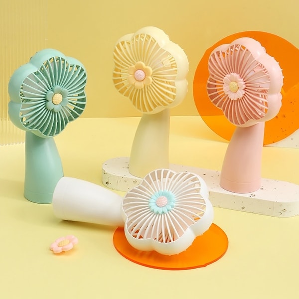 Electric Fan Flower Shape Flashlight Function With Led Pocket Size