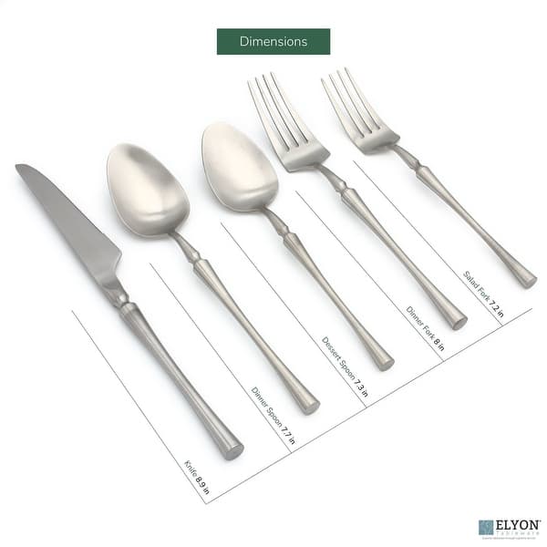 Elyon Noelle Matte Colored Stainless Steel Flatware Set 20 Pieces