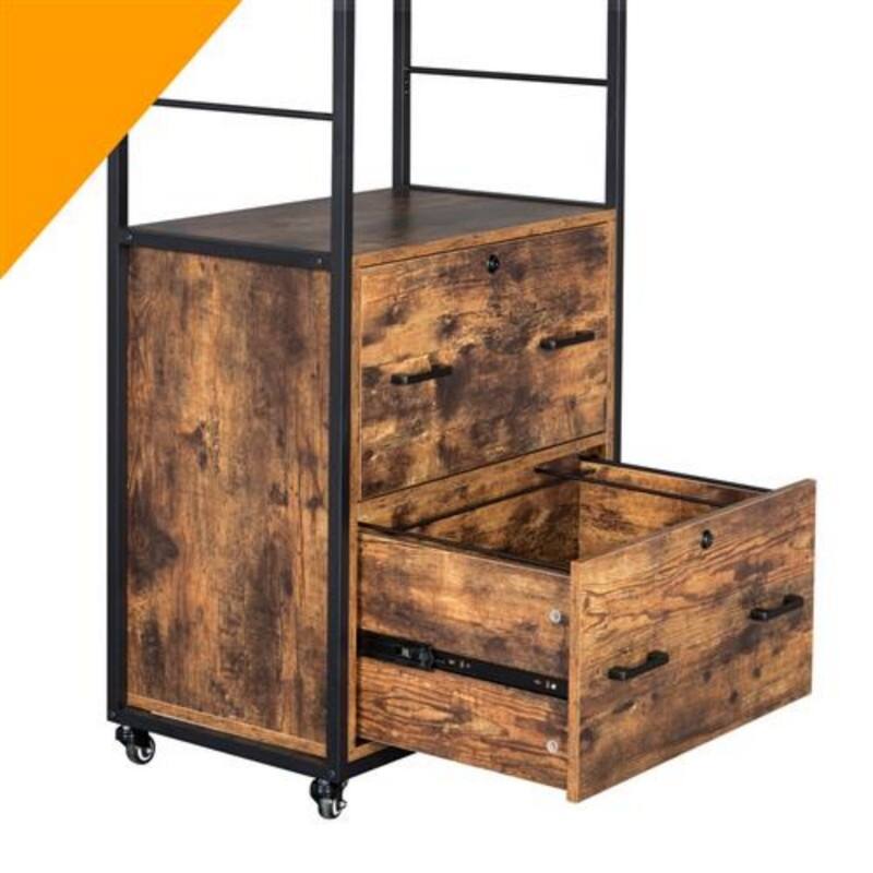 File Cabinet with 2 Drawer and 2 Shelves for Letter&Legal File