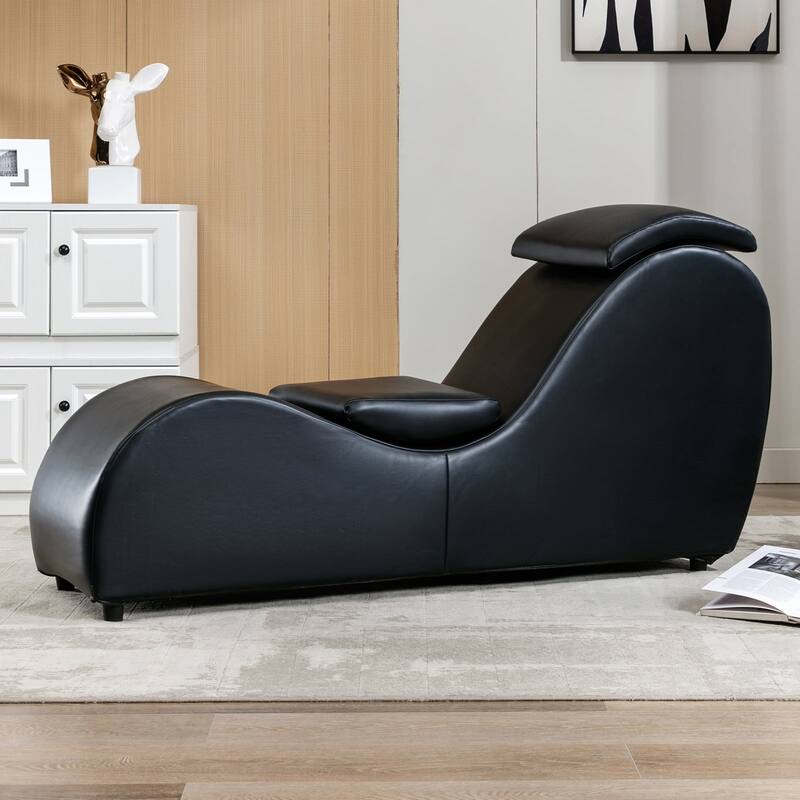 Mixoy Indoor Yoga Chair,Curved Yoga Chaise Lounge Chair for Adults Stretching Exercising Relaxing - Black