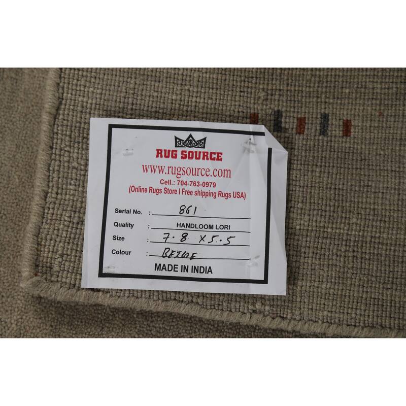 Hand Knotted Oriental 100% Wool Carpet Tribal Tribal Beige & Ivories Gabbeh Area Rug - 7' 8'' X 5' 5''