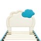 preview thumbnail 10 of 10, Twin Size Bed Frame with Cloud-Shaped Headboard & Embedded Light Stripe, Velvet Upholstered Platform Bed with Slat Support, Blue