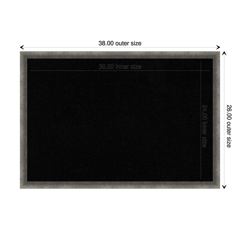 Burnished Concrete Narrow Wood Framed Black Corkboard Bulletin Board - Board Size 36x24