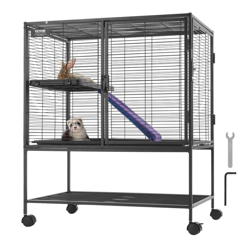 Rolling Metal Ferret Cage Small Animal Cage for Pet Rats, Hamster, Guinea Pig, Chinchilla, Squirrel, Hedgehogs, Bunny - 30.3"x20.5" x36.2"